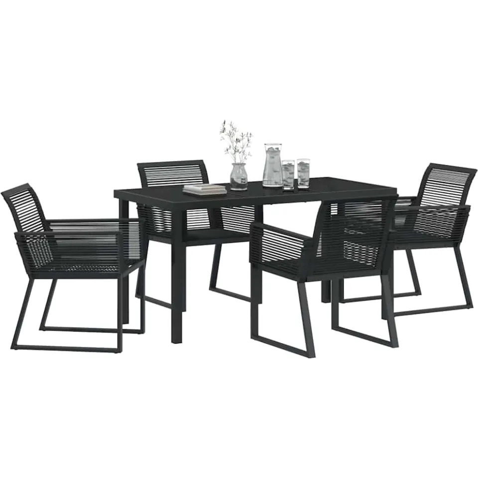 vidaXL Tuin eettafelset 5 st Zwart Gepoedercoat staal