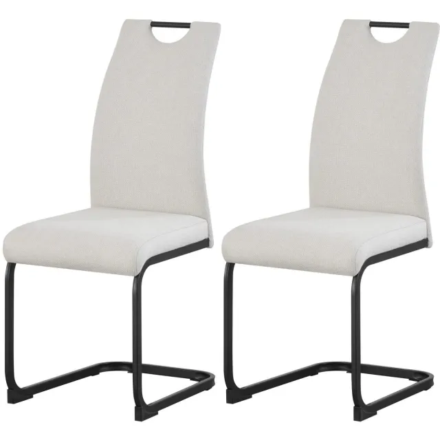 Furnilux Hanna stoel set van 2 in crème - Moderne design fauteuil - 43cm blanc