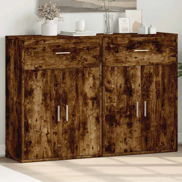 vidaXL Dressoirs 2 st 60x30x84 cm bewerkt hout gerookt eikenkleurig, foto 2
