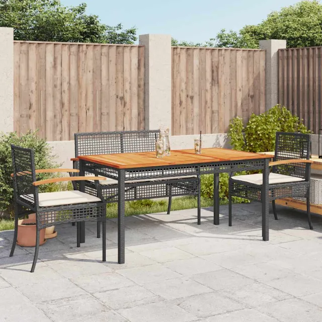 vidaXL 5-delige Tuinset met kussens poly rattan zwart, foto 2