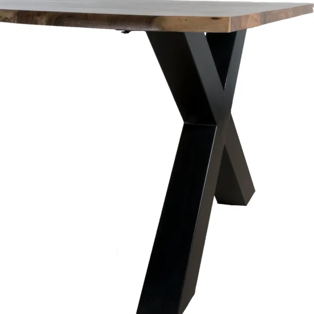 Home67 Eettafel Mats 240 cm - x poot - Boomstamblad - Industrieel - 6 tot 8 personen - Keukentafel Bruin