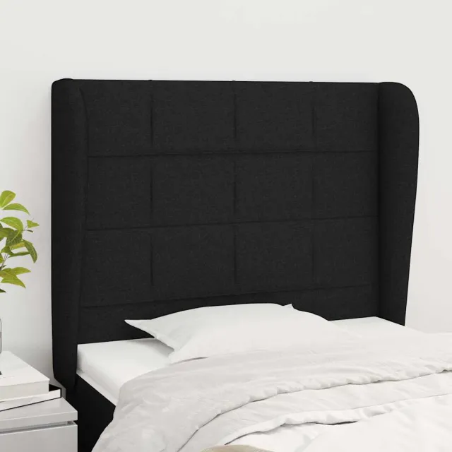 vidaXL Hoofdbord met randen 103x23x118/128 cm stof zwart