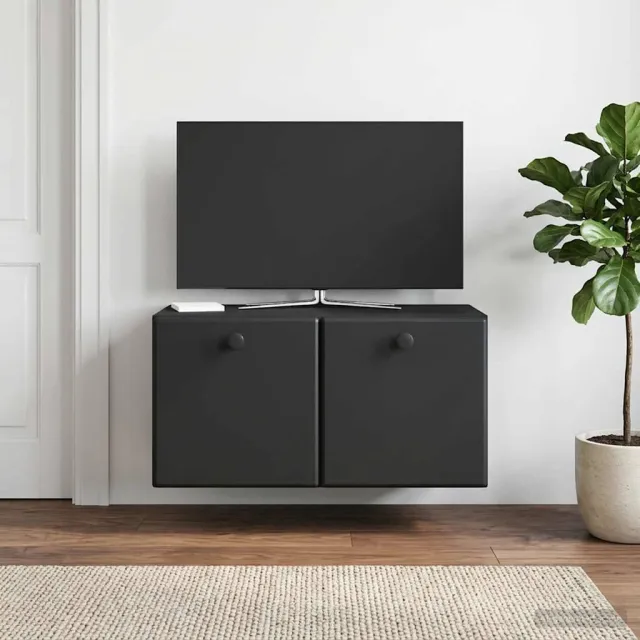 vidaXL Wandbeugel TV-kast 59,5 x 31 x 30 cm Zwart Bewerkt hout