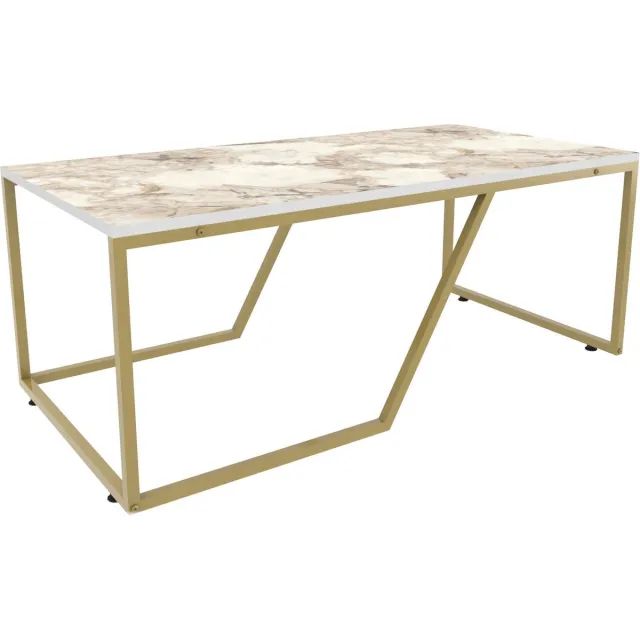 Skye Decor , Salontafel, Wendy - White, Gold, Gemelamineerde spaanplaat, Wit & Goud, 120 x 60 x 48 cm