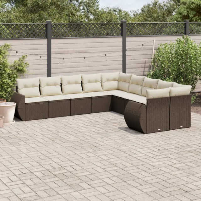 vidaXL 10-delige Loungeset met kussens poly rattan bruin, foto 2