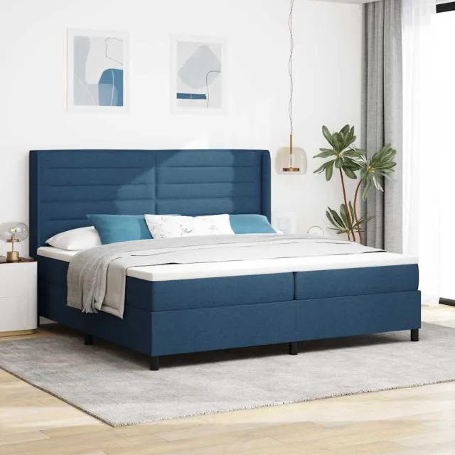 vidaXL Boxspringbed met matras met hoofdeinde Blauw 200 x 200 cm Stof