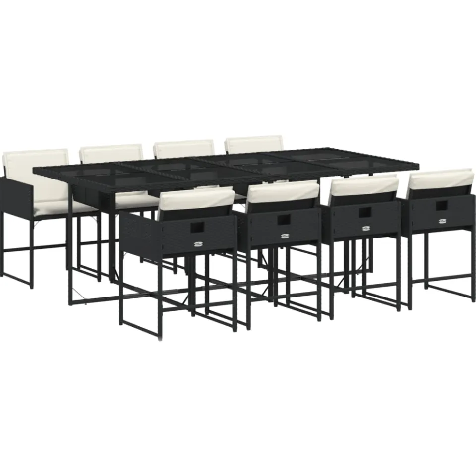 vidaXL 9-delige Tuinset poly rattan zwart, foto 3