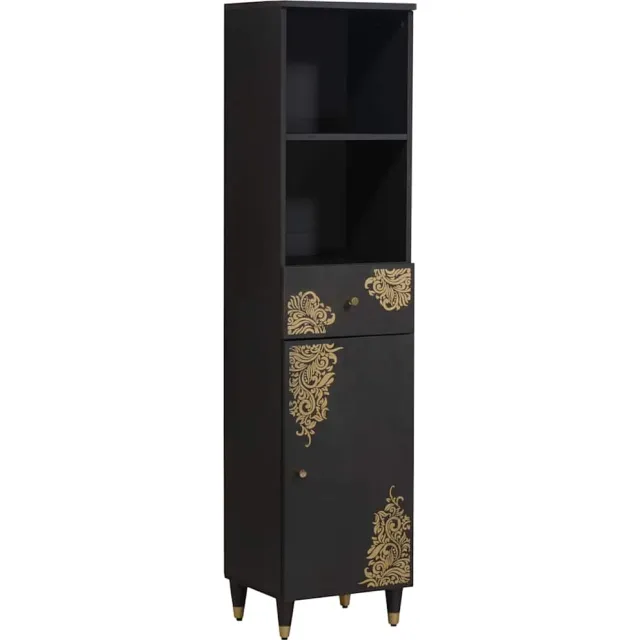 vidaXL Badkamerkast met lade Zwart 38 x 33 x 160 cm Massief Mango Hout