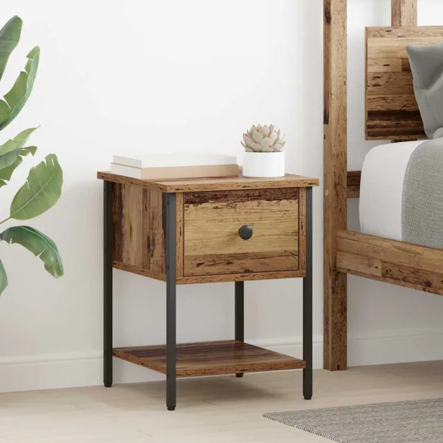 vidaXL Nachtkastje 2 st Oudhout 34 x 35,5 x 45 cm Bewerkt hout bruin, foto 2