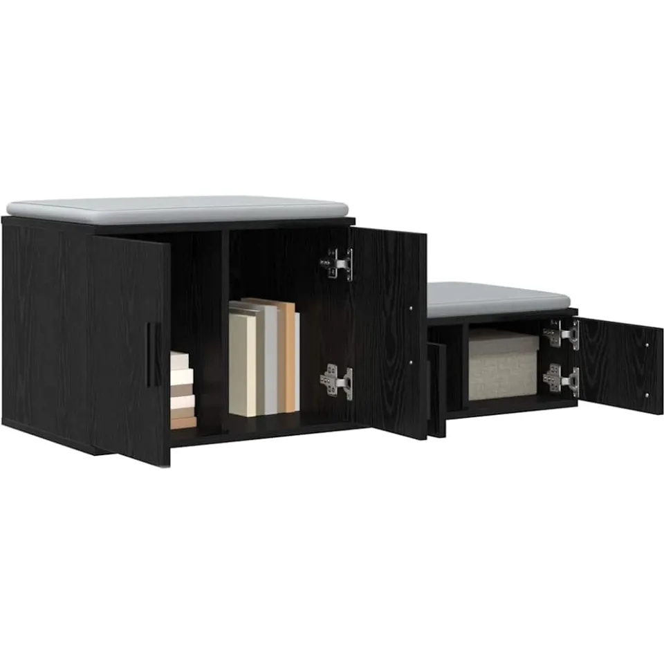 vidaXL Opbergkast 2 st Zwart Eiken 103 x 41 x 40 cm Bewerkt hout