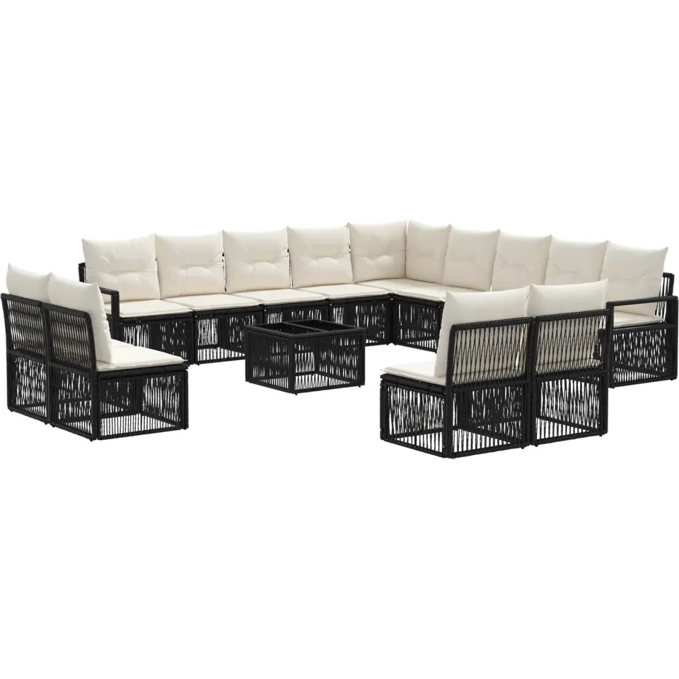 vidaXL Tuinbankenset 14 st Zwart poly rattan, foto 3