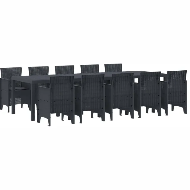 vidaXL Tuin Eetset 11 st Antraciet Synthetisch riet, foto 2