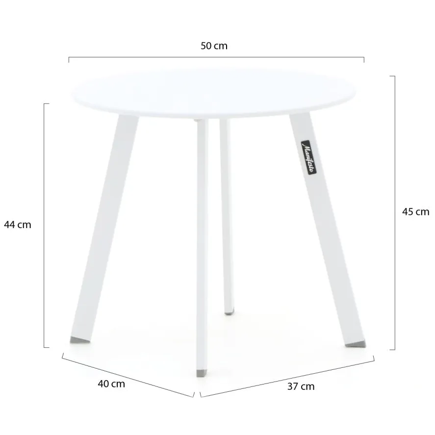 Manifesto Furniture Manifesto Bovezzo bijzet tuintafel ø 50cm (h:45cm) wit, foto 2