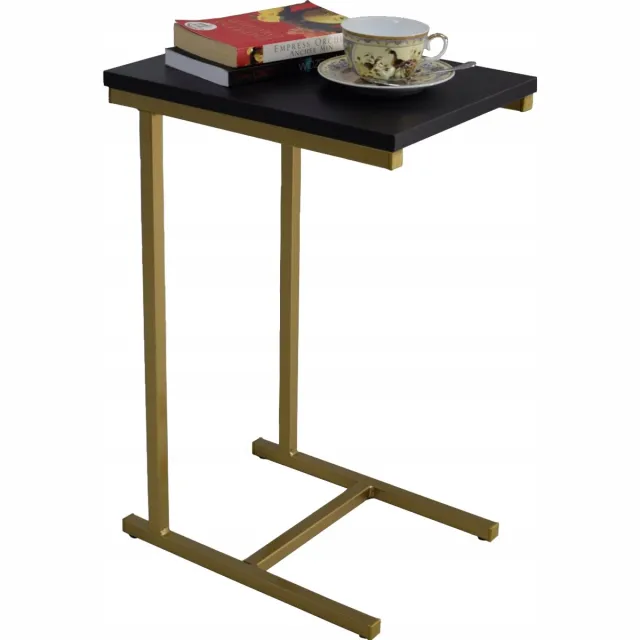 FutuStal EKO Serie - Bijzettafel - Goud en Zwart - Houten Blad - Metalen Onderstel Goud;Zwart