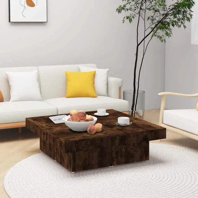 vidaXL Salontafel 90x90x28 cm bewerkt hout gerookt eikenkleurig Bruin
