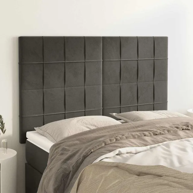 vidaXL Hoofdbord donkergrijs 144x5x118/128 cm Fluweel grijs