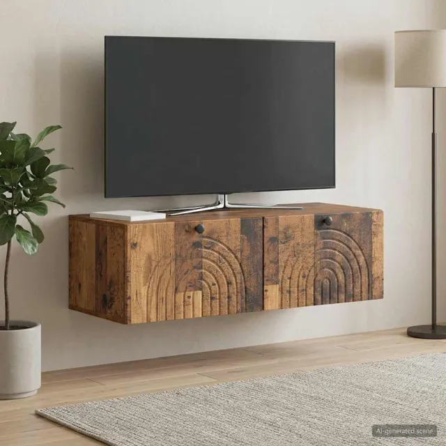 vidaXL Wandbeugel TV-kast Oud hout 99 x 41 x 30 cm Bewerkt hout bruin, foto 2