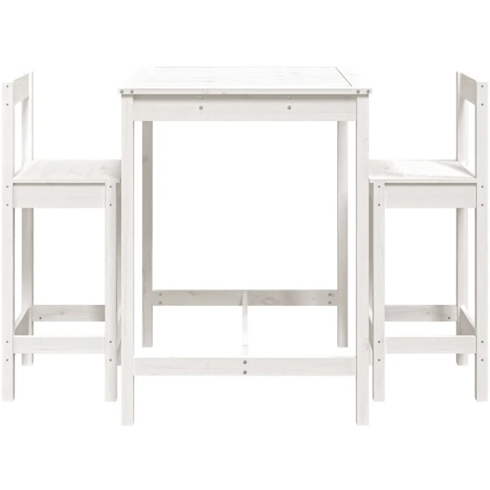 vidaXL 3-delige Barset massief grenenhout wit, foto 4