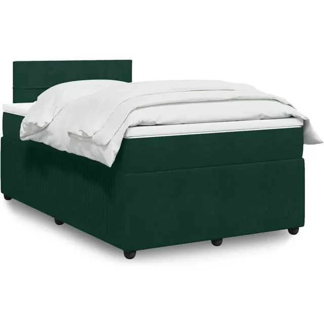 vidaXL Boxspring met matras fluweel donkergroen 120x190 cm groen