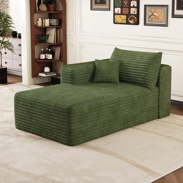 DESMIU Slaapbank Links 1-Zits - Zachte Loungebank Met Slaapfunctie En Comfortabele Zit - Voor Woonkamer En Kleine Ruimtes - Stof - Groen Green
