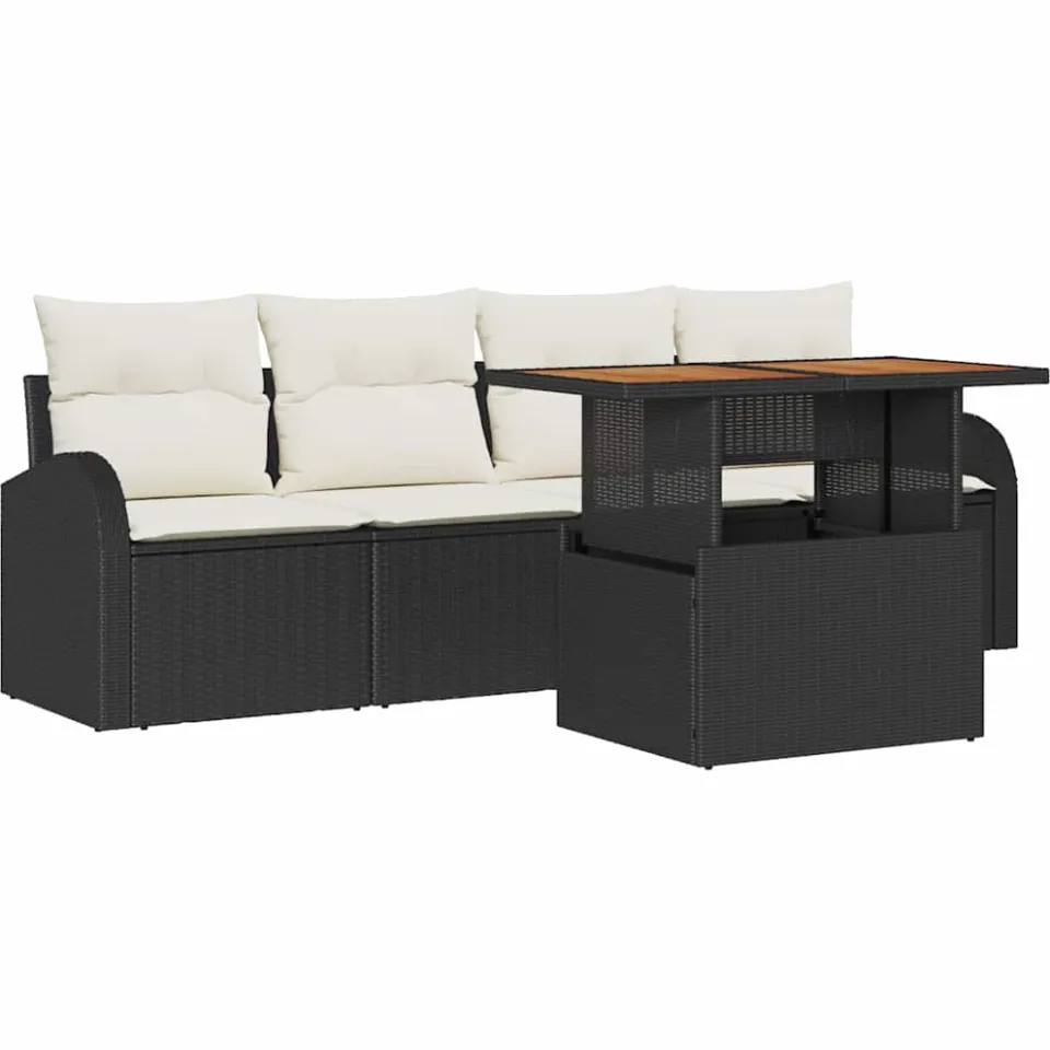 vidaXL Tuin Sofa Set 5 st Zwart Poly riet