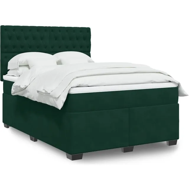 vidaXL Boxspring met matras fluweel donkergroen 160x200 cm groen