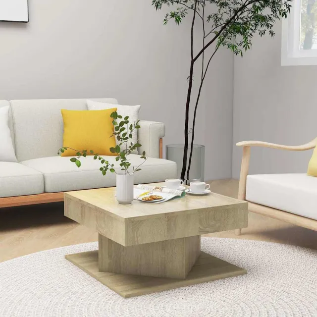 vidaXL Salontafel 57x57x30 cm bewerkt hout sonoma eikenkleurig, foto 2