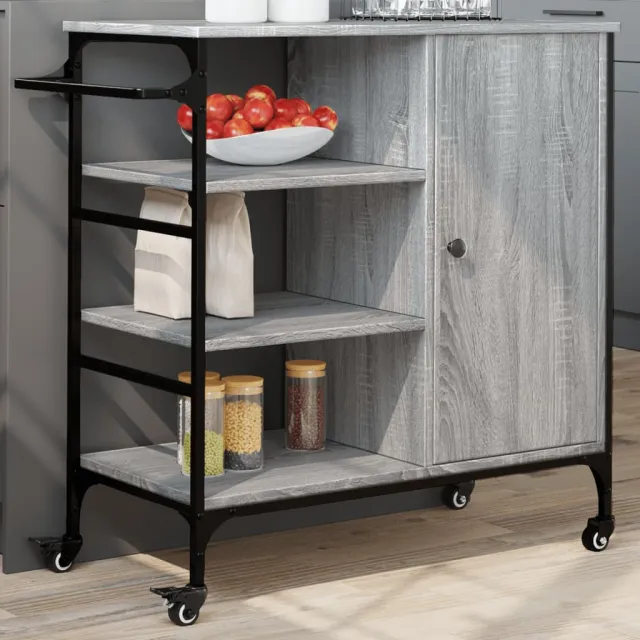vidaXL Keukentrolley 87,5x38,5x84,5 cm bewerkt hout grijs sonoma eiken