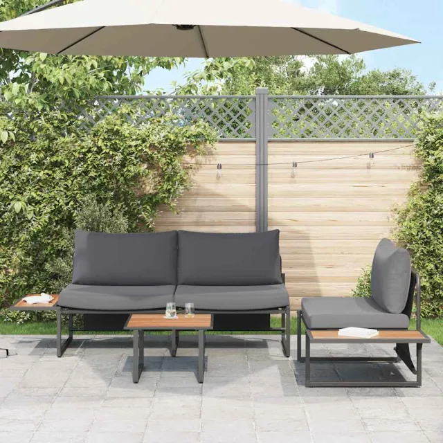 vidaXL Tuin eettafelset 3 st Antraciet Staal Zwart