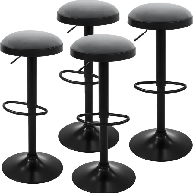 ml-design Barkrukken set van 4, hoogte verstelbaar, barstoelen fluweel, barkruk gestoffeerd van schuim, 360° draaibaar, bistrokruk met voetensteun, keukenkruk met een stevig en stabiel stalen frame, fluwelen barstoel voor het keukeneiland in antracyt antraciet