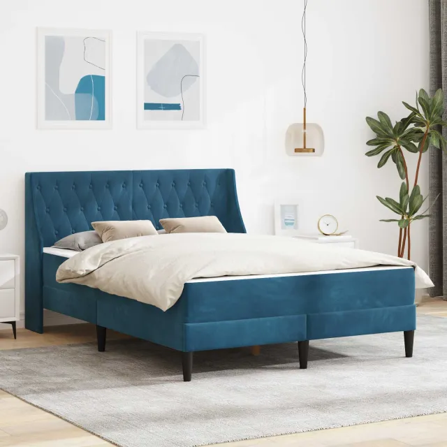 vidaXL Bedframe met matras Blauw 120 x 200 cm fluweel