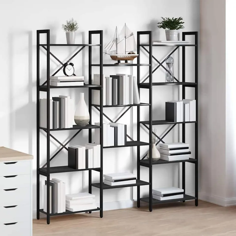 vidaXL Boekenkast 156 x 25 x 167 cm Bewerkt hout Zwart Eiken, foto 4