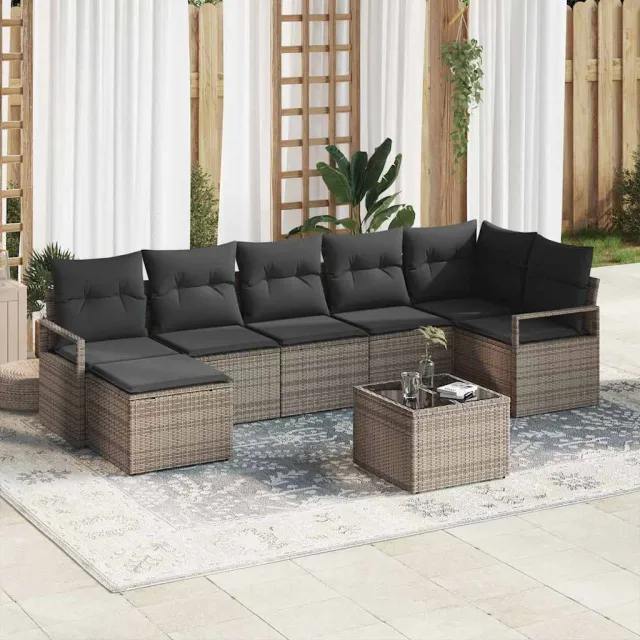 vidaXL Bankstel 8 st Grijs poly rattan