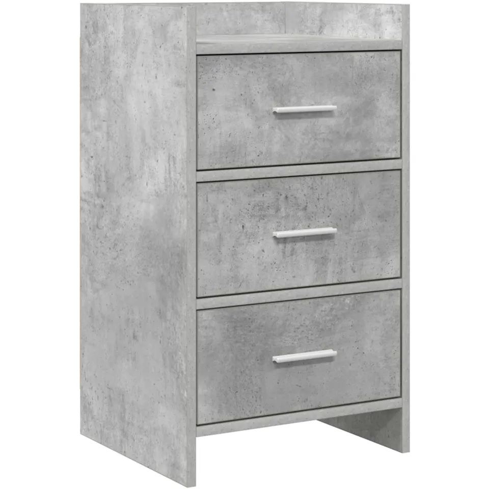 vidaXL Nachtkastjes Betongrijs 40 x 36 x 70 cm Bewerkt hout grijs, foto 3
