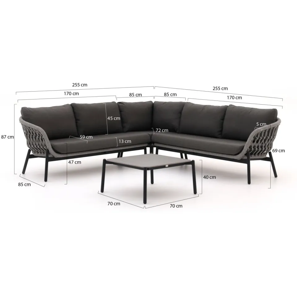 Bellagio tuinmeubelen Bellagio Cupello hoek loungeset 4-delig grijs, foto 3