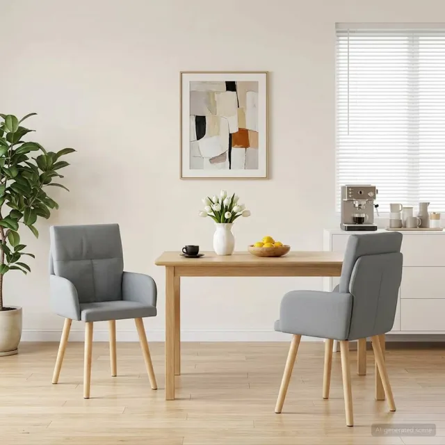 vidaXL Eettafelstoelen 2 st Stof Lichtgrijs 60 x 56 x 93 cm
