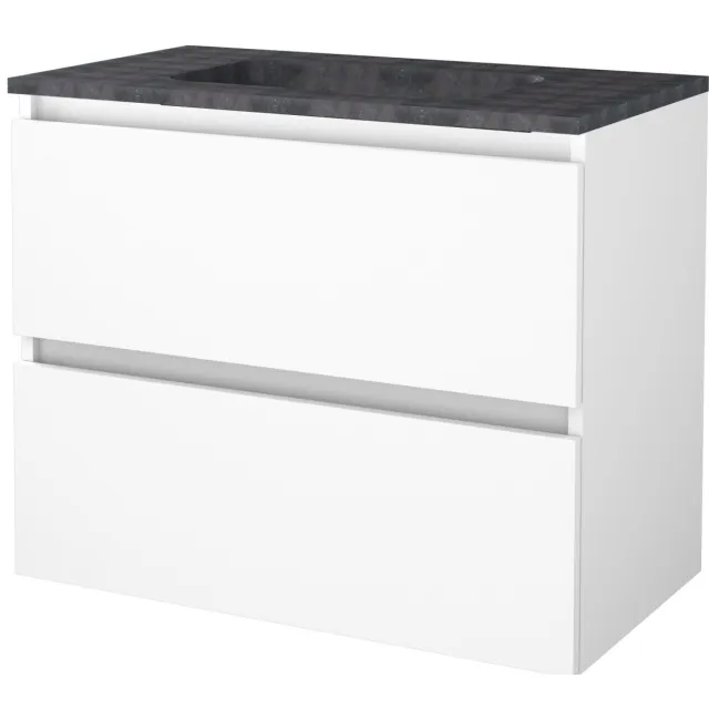 Aquasplash Badmeubelset Aquasplash Salt 80x46 cm Greeploos 2 Lades Met Wastafel Hardsteen Ice White Aquasplash