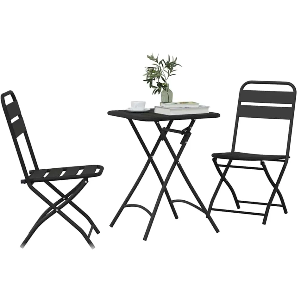 vidaXL Bistroset 3 st Antraciet Staal Anthraciet