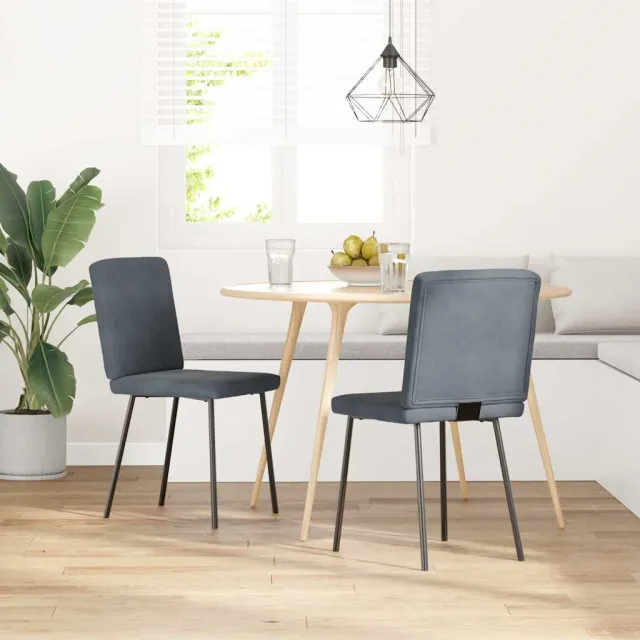 vidaXL Eetkamerstoelen 2 st fluweel donkergrijs grijs, foto 2
