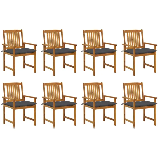 vidaXL Tuinstoelen 8 st met kussens massief acaciahout Anthraciet