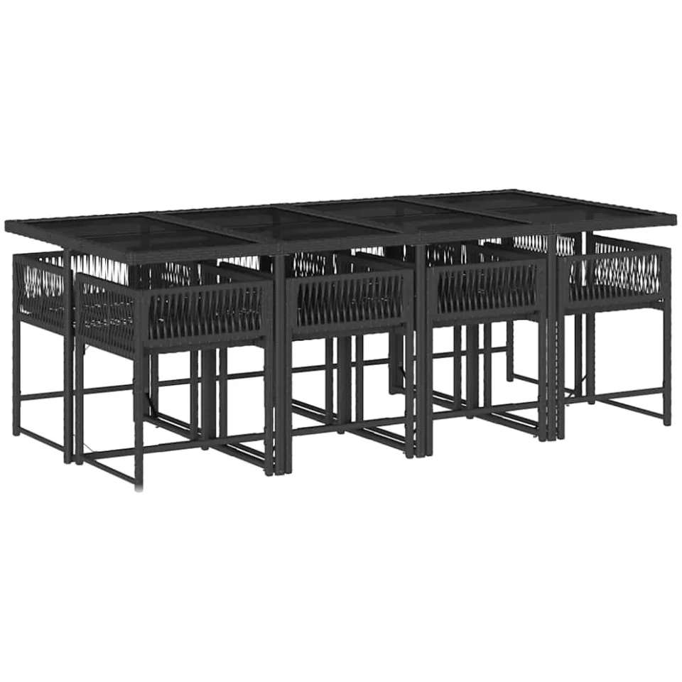 vidaXL 9-delige Tuinset poly rattan zwart, foto 4