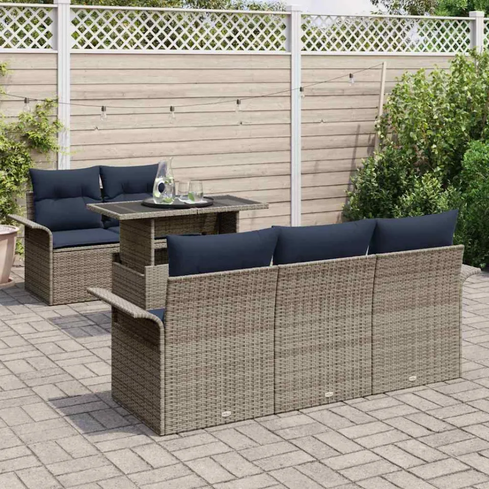vidaXL Tuin Sofa Set 6 st Grijs poly rattan, foto 3