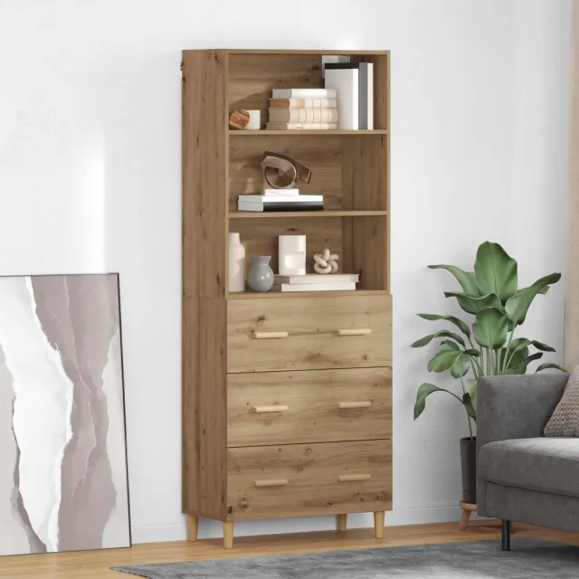 vidaXL Hoge kast Artisan Eiken 69,5 x 32,5 x 180 cm Bewerkt hout, foto 2