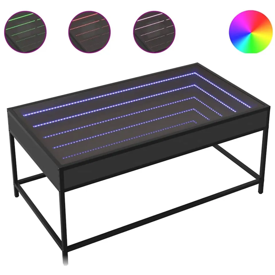 vidaXL Salontafel met Infinity LED 90x50x41 cm zwart, foto 3