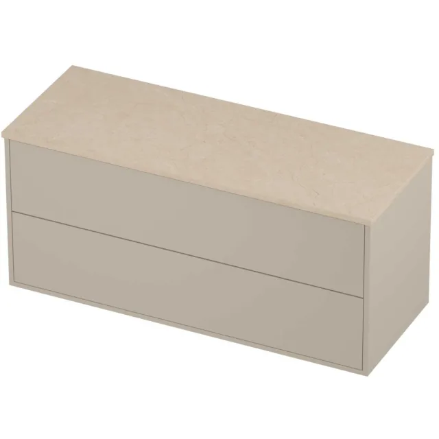 Proline Deck Badmeubelset Hardsteen Voor Grepen 2 Laden 120x46x54 cm Sand Stone Soft Linen Beige