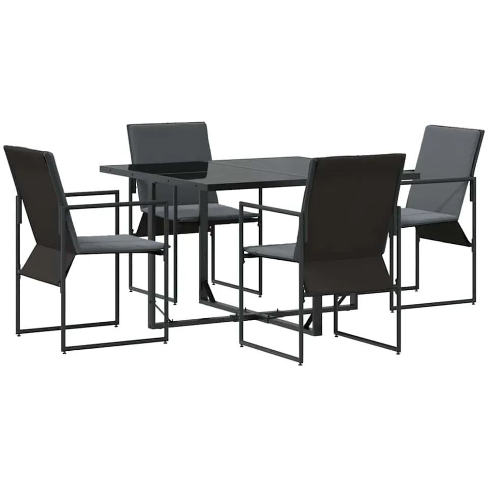 vidaXL Tuin eettafelset 5 st Zwart Staal