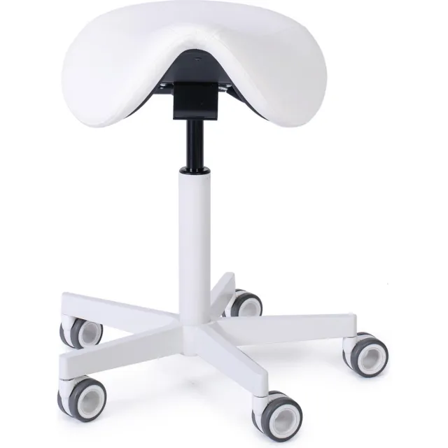Firmseats Polar White Ergonomische Zadelkruk - Haarvrije wielen - Geschikt voor elke praktijk wit