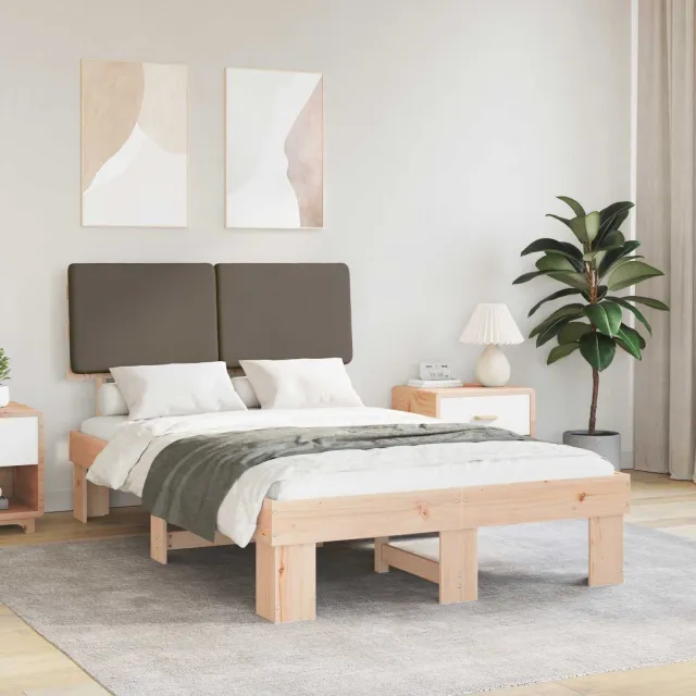 vidaXL Bedframe met Gevoerd Hoofdgedeelte Taupe 120 x 200 cm