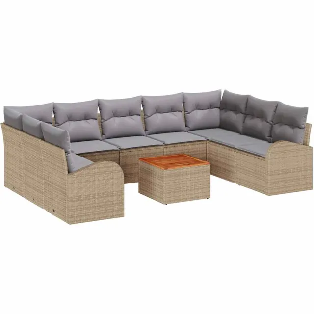 vidaXL Tuinbankenset 10 st Beige poly rattan