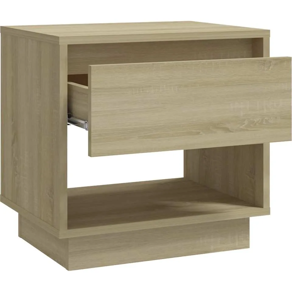 vidaXL Nachtkastje 45x34x44 cm bewerkt hout sonoma eikenkleurig, foto 4